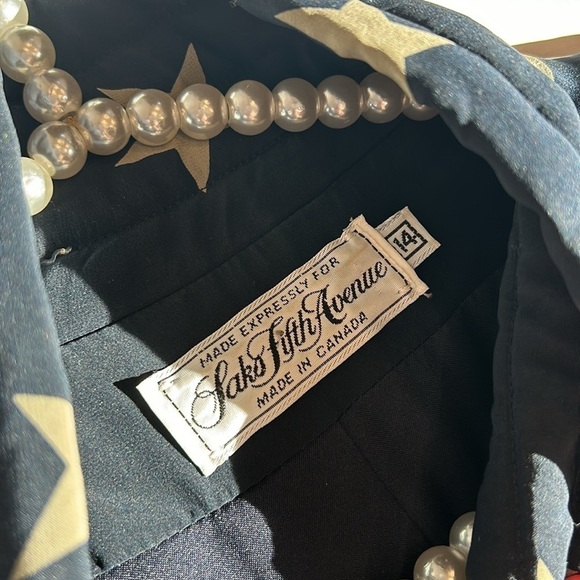 Vintage Saks Fifth Avenue Peter Nygard American Stars Bomber Jacket Size 13 Navy - Picture 3 of 8